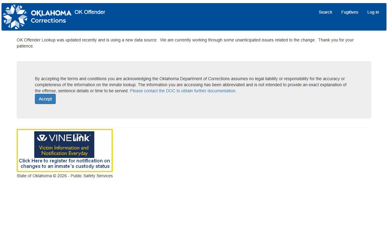 Garvin County arrest records and court charges shown through the Oklahoma DOC offender lookup