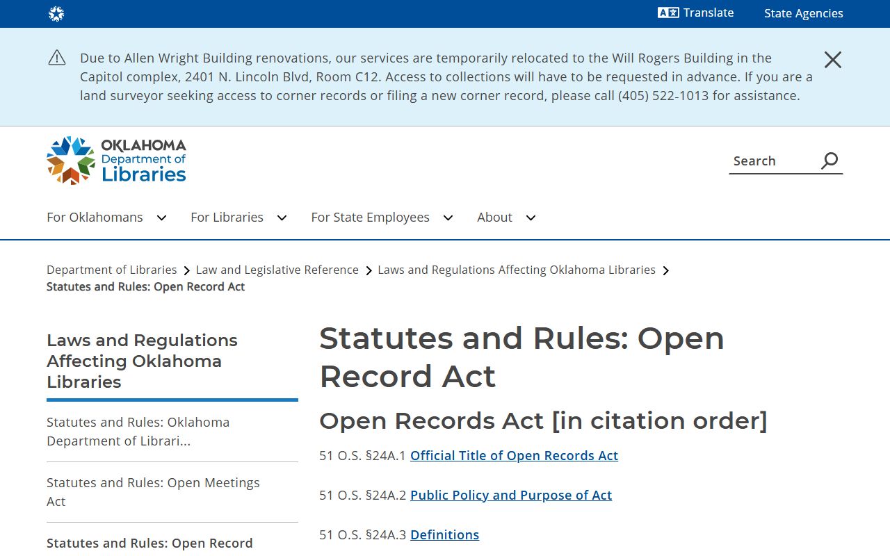 Garvin County court dockets and the Oklahoma Open Records Act index