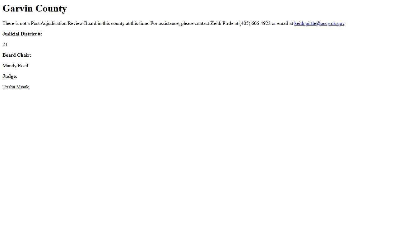 Garvin County court records judicial district 21 reference page