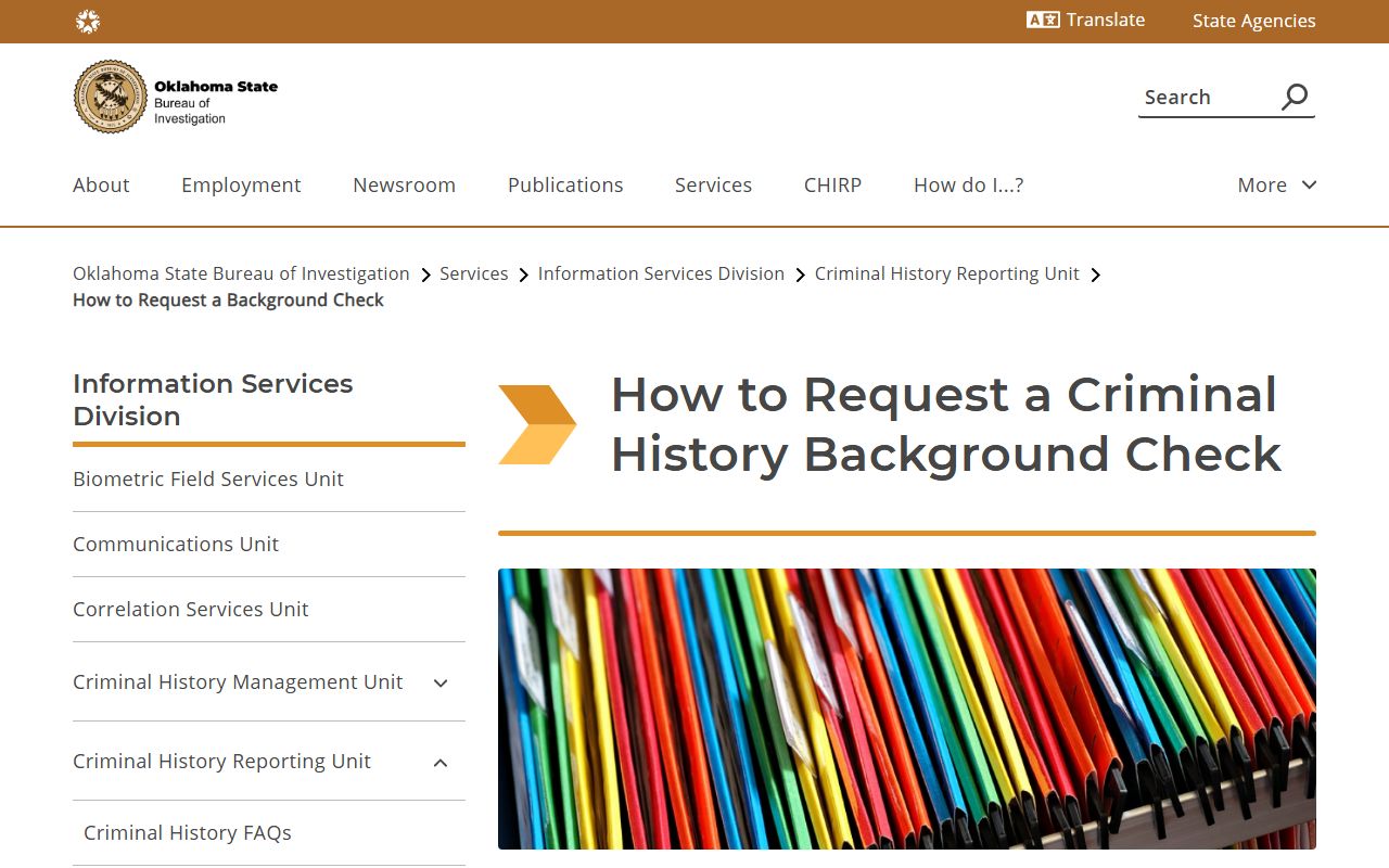 Garvin County criminal court records and OSBI background check request channels