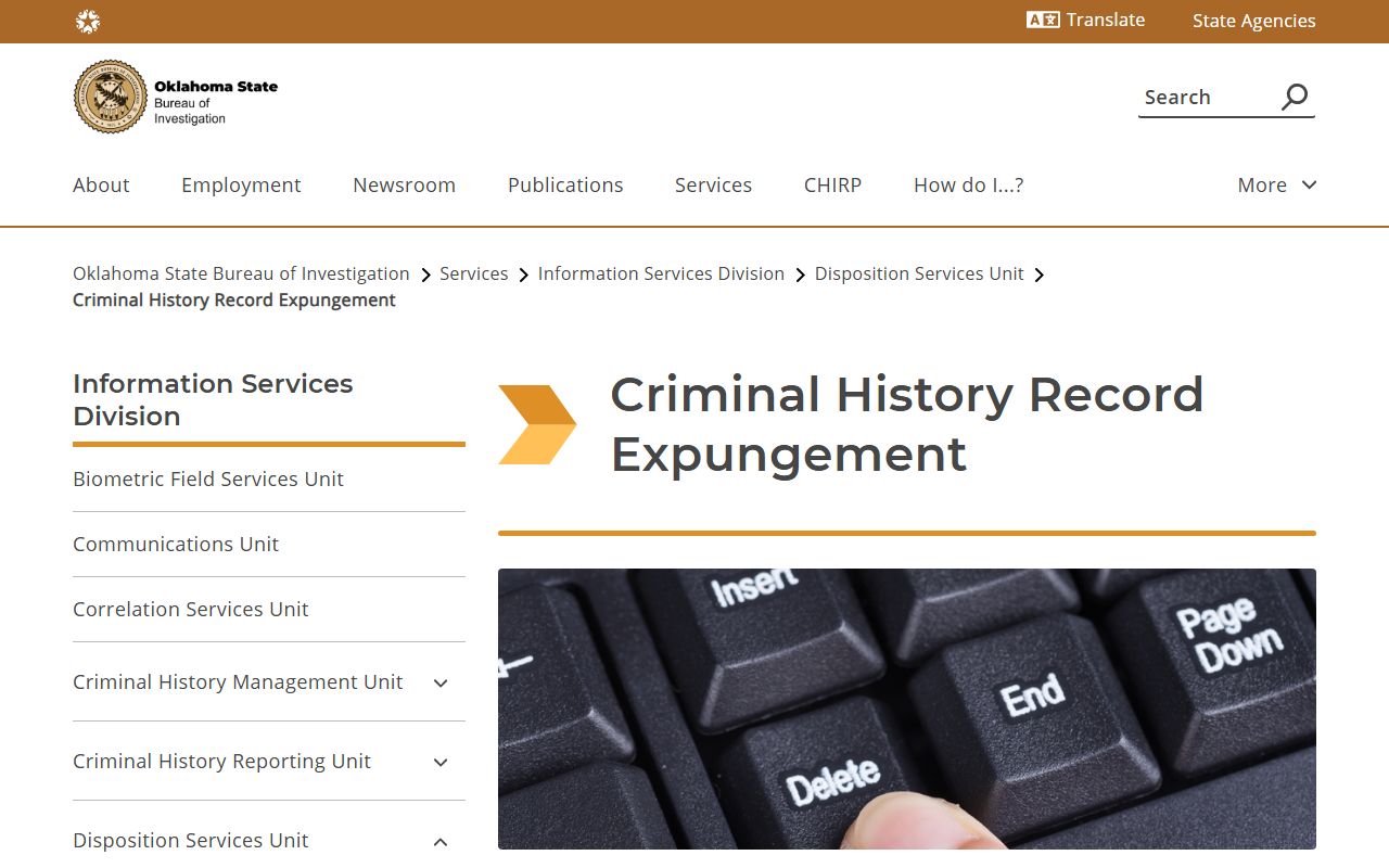 Garvin County criminal court records expungement guidance from OSBI